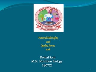National MilkSafety
and
QualitySurvey
2018
Komal Soni
M.Sc. Nutrition Biology
180721
1
 