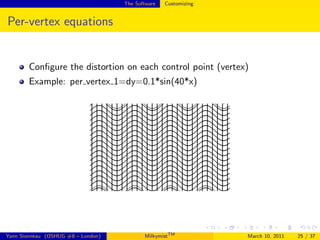 The Software   Customizing


Per-vertex equations


       Conﬁgure the distortion on each control point (vertex)
       E...