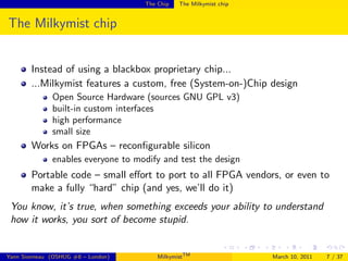 The Chip   The Milkymist chip


The Milkymist chip


       Instead of using a blackbox proprietary chip...
       ...Milk...