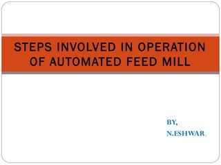 BY,
N.ESHWAR.
STEPS INVOLVED IN OPERATION
OF AUTOMATED FEED MILL
 