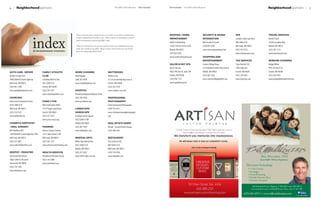 4       neighborhoodSponsors                                                                                           The Mill Creek Influence      September   September The Mill Creek Influence                                                             neighborhoodSponsors            5




                                                                      This section has been created to give you easier access when searching for a               ROOFING / HOME                 SECURITY & SOUND                    SPA                         TRAVEL SERVICES
                                                                      trusted neighborhood vendor to use. Take a minute to familiarize yourself
                                                                                                                                                                 IMPROVEMENT                    INTEGRATION                         Lorinda's Salon Spa Store   Bourke Travel
                                                                      with the businesses sponsoring Mill Creek.
                                                                                                                                                                 North Creek Roofing            NW Security & Sound                 800 164th St SE             16120 Cascadian Way
                                                                      These local businesses are proud to partner with your neighborhood and                     17624 15th Ave SE Ste 105A     (350) 691-4200                      Mill Creek, WA 98012        Bothell, WA 98012
                                                                      make this newsletter possible. Please support these businesses and thank
                                                                                                                                                                 Bothell, WA 98012              www.nwsecurityandsound.biz          (425) 743-9722              (425) 787-1115
                                                                      them for supporting Mill Creek!
                                                                                                                                                                 (425) 822-6921                                                     www.lorindassalon.com       www.bourketravel.com
                                                                                                                                                                 www.northcreekroofing.com      SHOPPING AND
                                                                                                                                                                                                ENTERTAINMENT                       TAX SERVICES                WINDOW COVERING
                                                                                                                                                                 SALON & DAY SPA                Country Village Shops               Toyer Dietrich CPA          Budget Blinds
                                                                                                                                                                 Spa In The City                23718 Bothell Everett Hwy Suite H   3705 Colby Ave              9915 7th Ave St Se
AUTO CARE - REPAIR                    FAMILY ATHLETIC                HOME CLEANING                             MATTRESSES                                        9505 19th Ave SE, Suite 109    Bothell, WA 98021                   Everett, WA 98201           Everett, WA 98208
Quality Foreign Auto                  CLUB                           Maid Brigade                              Mattress City                                     Everett, WA 98208              (425) 483-2250                      (425) 258-3432              (425) 338-7933
18002 Bothell Everett Highway         Columbia Athletic Club         (206) 362-8439                            121 SE Everett Mall Way Suite A                   (425) 948-7723                 www.countryvillagebothell.com       www.toyercpa.com            www.budgetblindsmillcreek.com
Mill Creek, WA 98012                  505 128th St SE                www.maidbrigadenw.com                     Everett, WA 98208                                 www.spainthecity.net
(425) 481-1200                        Everett, WA 98208                                                        (425) 355-7378
www.qualityforeignauto.com            (425) 745-1617                 HOSPITAL                                  www.mattress-city.com
                                      www.columbiaathletic.com       Providence Regional Medical Center
CHURCHES                                                             (425) 304-0590                            PROFESSIONAL
Gold Creek Community Church           FAMILY FUN                     www.providence.org                        PHOTOGRAPHY
4326 148th St SE                      Mill Creek Family YMCA                                                   Chelsi Greenwood Photography
Mill Creek, WA 98012                  13723 Puget Sound Drive        LANDSCAPE/                                (509) 795-0215
(425) 316-3333                        Everett, WA 98028              HARDSCAPE                                 www.chelsigreenwoodphotography.
www.goldcreek.org                     (425) 337-0123                 Fruhling Sand & Topsoil                   com
                                      www.ymca-snoco.org             1010 228th St SW
COSMETIC DENTISTRY                                                   Bothell, WA 98021                         REAL ESTATE AGENT
/ ORAL SURGERY                        FRAMING                        (425) 487-9429                            Remax - Sue and Charles Doepp
Bill J Mulliken DDS                   Artisan Custom Framing         www.fruhlinginc.com                       (425) 280-4545
16030 Bothell Everett Highway # 280   15111 Main Street A 104
Mill Creek, WA 98012                  Mill Creek, WA 98012           MARTIAL ARTS                              RESTAURANT
(425) 337-4001                        (425) 385-2121                 White Tiger Martial Arts                  The Jet Bar & Grill
www.millcreekdentistry.com            www.artisancustomframing.com   3922 148th St SE                          800 164th St SE
                                                                     Bothell, WA 98012                         Mill Creek, WA 98012
DENTIST - PEDIATRIC                   HEALTH SERVICES                (425) 357-0357                            (425) 743-4594
Lynnwood Kids Dentist                 Providence Physicians Group    www.white-tiger-ma.com                    www.thejetbar.com
18833 28th Ave W Suit B               (425) 316-5080
Lynnwood, WA 98036                    www.providence.org
(425) 774-1285
www.kidsdentist.com
 