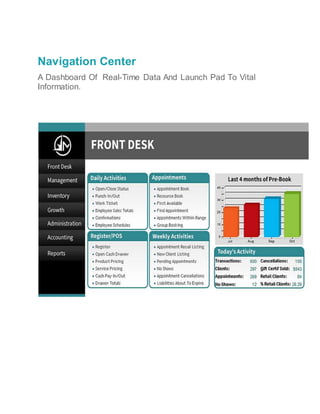 Navigation Center
A Dashboard Of Real-Time Data And Launch Pad To Vital
Information.
 