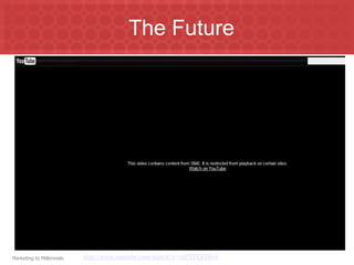 #8: They’re MeasuredThey’ve been measured from the start.  Not just measured, assessed, benchmarked and evaluated beginning with their APGAR score and ending with the SAT.  No generation has been more measured than the Millennials.They not only accept measurement, they’ve become shrewd users of metrics, benchmarks and universal standards.Implication: they accept measurements and metrics.  State your case in quantitative terms they understand and don’t be afraid to put any marketing claim in numerical context.