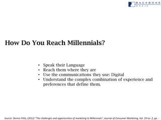 How Do You Reach Millennials?


                               •    Speak their Language
                               • ...