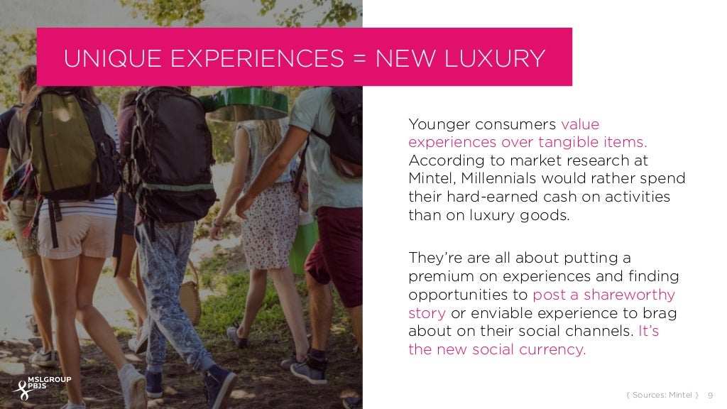 Younger consumers value experiences over