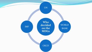 UN

IMF

Who
decided
on the
MDGs

OECD

WORLD
BANK

 