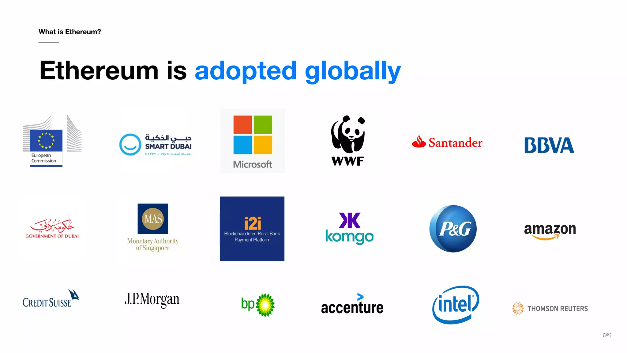 6￼
What is Ethereum?
Ethereum is adopted globally
 