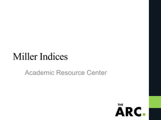 Miller Indices
Academic Resource Center
 