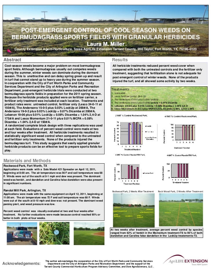 Miller Poster Post Emergent Control Of Cool Season Weeds On Bermudagr