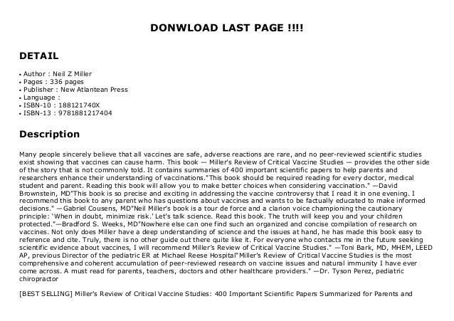 Newest Scientific Review Of Vaccine >> New Releases Miller S Review Of Critical Vaccine Studies Newest Scientific Review Of Vaccine >> New Releases Miller S Review Of Critical Vaccine Studies