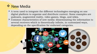 New Media Informations Examples MEDIA AND INFORMATION LITERACY12 Lesson3 q3 TYPES OF MEDIA | PPTX