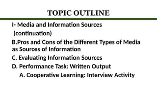 MIL Lesson 5 Media and Information sources | PPTX