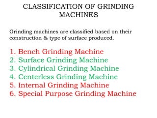 Ginding Machine Types Milling and grinding machines | PPTX