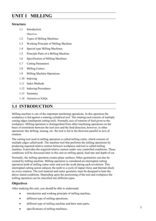Milling Notes Milling notes (man. sc. ii) | PDF