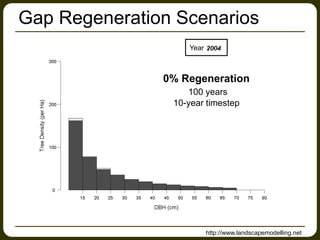 Gap Regeneration Scenarios
0% Regeneration
100 years
10-year timestep
Year
http://www.landscapemodelling.net
 