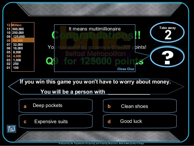 millionaire game idioms fun business games