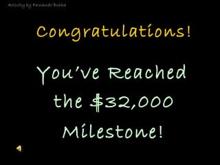 © Mark E. Damon - All Rights Reserved
You’ve Reached
the $32,000
Milestone!
Congratulations!
Activity by Fernando Braña
 