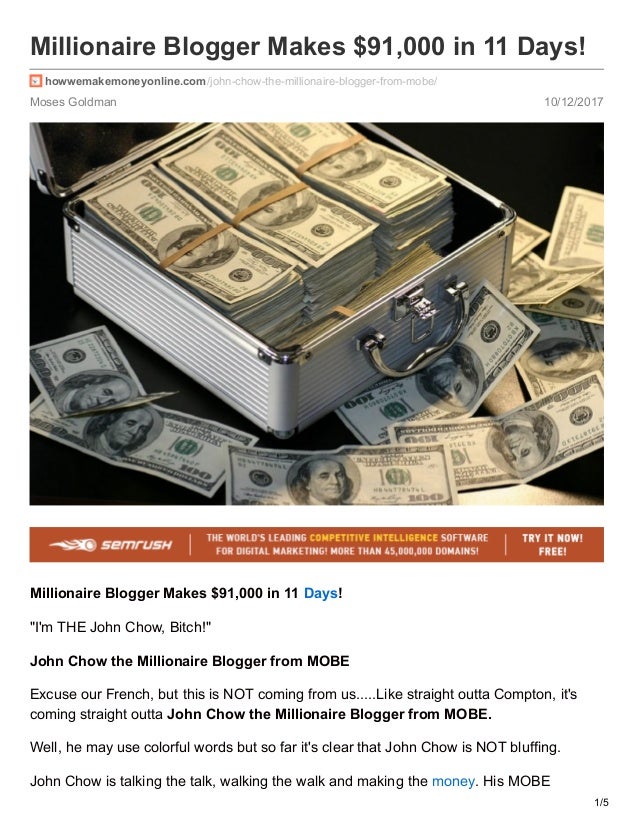 Millionaire Blogger Makes 91 000 In 11 Days By Howwemakemoneyonli