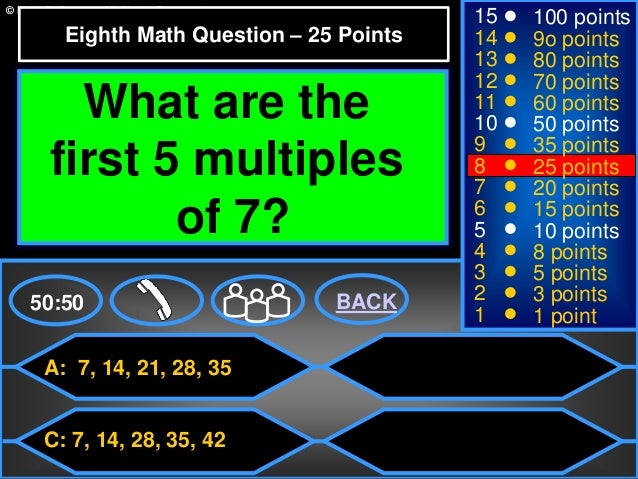 Who Wants To Be A Millionaire Elementary Mathematics Review 