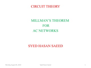 Millman Theorem Examples Millman's theorem | PDF
