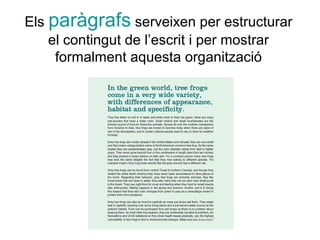 Els paràgrafs serveixen per estructurar
    el contingut de l’escrit i per mostrar
     formalment aquesta organització
 