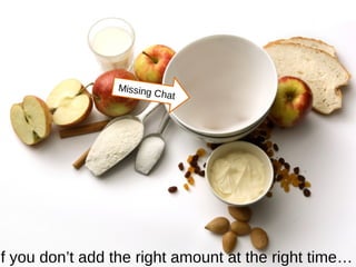 Missing Chat
if you don’t add the right amount at the right time…
 