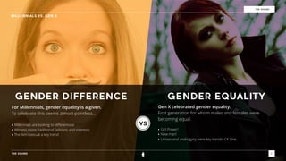 THE SOUND 7
THE SOUND
MILLENNIALS VS. GEN X
Gen X celebrated gender equality.
First generation for whom males and females ...