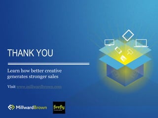 THANK YOU
Learn how better creative
generates stronger sales
Visit www.millwardbrown.com
 