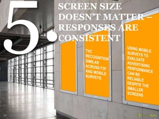 28 
SCREEN SIZE 
DOESN’T MATTER – 
RESPONSES ARE 
CONSISTENT 
 