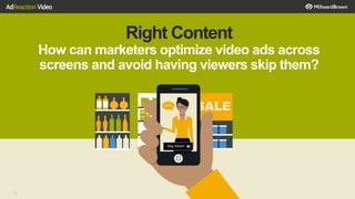 Right Content
How can marketers optimize video ads across
screens and avoid having viewers skip them?
22
 
