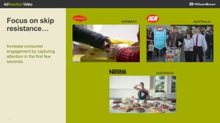 27
Focus on skip
resistance…
Increase consumer
engagement by capturing
attention in the first few
seconds.
GERMANY
AUSTRALIA
AUSTRALIA
 