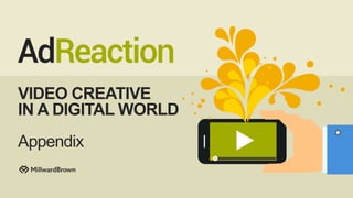 VIDEO CREATIVE
IN A DIGITAL WORLD
Appendix
 