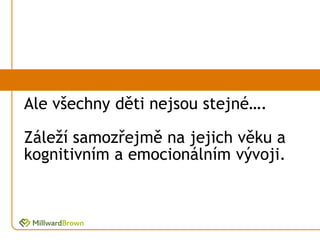 Ale všechny děti nejsou stejné….

Záleží samozřejmě na jejich věku a
kognitivním a emocionálním vývoji.
 