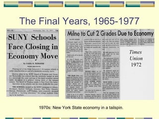 The Final Years, 1965-1977


                                                   Times
                                                   Union
                                                    1972




    1970s: New York State economy in a tailspin.
 