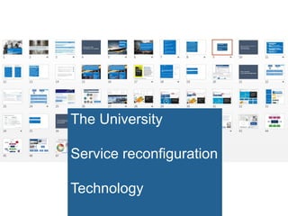 The University
Service reconfiguration
Technology
 