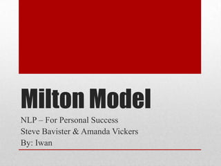 Milton Model NLP – For Personal Success Steve Bavister & Amanda Vickers By: Iwan 