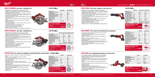+
+
+
+
+
+
#MILWAUKEETOOL
8988
M18 CCS66 | M18 FUEL™
OKRUŽNÍ PILA
ºº Milwaukee®
je autorem konstrukce i výrobcem motorů bez uhlíků
POWERSTATE™
- až 3-krát delší životnost motoru, až 2-krát více řezu
ºº Inteligentní systém REDLINK PLUS™
ochrana proti přetížení chrání nářadí i
akumulátor před extrémním namáháním
ºº REDLITHIUM-ION™
akumulátor poskytuje až 2,5x delší dobu chodu, až o
20% více síly, až 2x delší životnost aku, lepší provoz i při teplotě -20 °C ve
srovnání s ostatní technologie Li-Ion
ºº Individuální řízení jednotlivých článků optimalizuje odběr při provozu nářadí
a prodlužuje životnost
ºº 190mm list, který umožňuje hloubku řezu 66 mm, uřízne až tři OSB desky
na sobě
ºº List pily je namontován na pravé straně pily, takže odsávaný prach je
odváděn mimo obsluhu
ºº Nastavení úkosu až do 50°
ºº Horní a spodní magnéziové kryty poskytují nejlepší trvanlivost ve své třídě
a jsou odolné proti nárazu
ºº Hořčíková pata snižuje hmotnost prodlužuje životnost
ºº Integrovaný odsavač prachu - viditelnost řezu
ºº Odolný kovový hák na zavěšení - pro bezpečnost
ºº Ukazatel stavu nabití a LED světlo
ºº Flexibilní aku systém - provoz s každým akumulátorem Milwaukee®
M18™
24T PILOVÝ KOTOUČ
190 x 30 mm 24 zubů mimořádně tenká spára nůž pro
zvýšení běhu.
Objednací číslo 4932430430
M18 CCS55 | M18 FUEL™
OKRUŽNÍ PILA
ºº Milwaukee®
je autorem konstrukce i výrobcem motorů bez uhlíků
POWERSTATE™
- až 3-krát delší životnost motoru, až 2-krát více řezu
ºº Inteligentní systém REDLINK PLUS™
ochrana proti přetížení chrání nářadí i
akumulátor před extrémním namáháním
ºº REDLITHIUM-ION™
akumulátor poskytuje až 2,5x delší dobu chodu, až o
20% více síly, až 2x delší životnost aku, lepší provoz i při teplotě -20 °C ve
srovnání s ostatní technologie Li-Ion
ºº Individuální řízení jednotlivých článků optimalizuje odběr při provozu nářadí
a prodlužuje životnost
ºº Nastavení úkosu až do 50°
ºº Horní a spodní magnéziové kryty poskytují nejlepší trvanlivost ve své třídě
a jsou odolné proti nárazu
ºº Hořčíková pata snižuje hmotnost prodlužuje životnost
ºº Integrovaný odsavač prachu - viditelnost řezu
ºº Háček umožňuje bezpečné ukládání nářadí
ºº Ukazatel stavu nabití a LED světlo
ºº Flexibilní aku systém - provoz s každým akumulátorem Milwaukee®
M18™
24T PILOVÝ KOTOUČ
165 x 15,87 mm s 24 zubů mimořádně tenká spára
nůž pro zvýšení běhu.
Objednací číslo 4932352313
HD18 CS | M18™
HEAVY DUTY OKRUŽNÍ PILA PRO ŘEZÁNÍ DŘEVA A UMĚLÉ HMOTY
ºº Výkoný motor Milwaukee®
o 3500 ot. za min pořeže téměř každé stavební
řezivo
ºº REDLINK™
ochrana proti přetížení chrání nářadí i akumulátor
ºº Nastavení úkosu až do 50 stupňů
ºº Horní a spodní magnéziové kryty poskytují nejlepší trvanlivost ve své třídě
a jsou odolné proti nárazu
ºº Výtečná viditelnost řezu
ºº Elektronická brzda motoru zastaví řezný kotouč ve vteřině
ºº Individuální řízení jednotlivých článků optimalizuje odběr při provozu nářadí
a prodlužuje životnost
ºº Ukazatel stavu nabití
ºº REDLITHIUM-ION™
akumulátor poskytuje až 2x delší dobu chodu, až o
20% více síly, až 2x delší životnost aku, lepší provoz i při teplotě -20 °C ve
srovnání s ostatní technologie Li-Ion
ºº Flexibilní akumulátorový systém - provoz s každým akumulátorem
Milwaukee®
M18™
ºº Standardní vybavení: kotouč 24 zubů, boční vodicí doraz, prachovka,
imbusový klíč
40T PILOVÝ KOTOUČ
165 x 15,87 mm 40 ozubený mimořádně tenký
spárový nůž pro prodloužení doby běhu.
Objednací číslo 4932352314
M18 CSX | M18 FUEL™
SAWZALL®
ŠAVLOVÁ PILA
ºº Milwaukee®
je autorem konstrukce i výrobcem motorů bez uhlíků
POWERSTATE™
- až 5-krát delší životnost motoru, až o 30% rychleji řezání
ºº Inteligentní systém REDLINK PLUS™
- ochrana proti přetížení chrání nářadí
i akumulátor před extrémním namáháním
ºº REDLITHIUM-ION™
akumulátor poskytuje až 2,5x delší dobu chodu, až o
20% více síly, až 2x delší životnost aku, lepší provoz i při teplotě -20 °C ve
srovnání s ostatní technologie Li-Ion
ºº Individuální řízení jednotlivých článků optimalizuje odběr při provozu nářadí
a prodlužuje životnost
ºº Ochranná násada hnací jednotky - spojka na ochranu převodů, chrání
převody v případě zaseknutí pilového listu
ºº Upnutí FIXTEC Milwaukee®
pro rychlou výměnu plátku bez klíče
ºº Stavitelná opěrná patka optimalizuje využití plátku
ºº Ukazatel stavu nabití a LED světlo
ºº Odolný kovový hák na zavěšení - pro bezpečnost
ºº Flexibilní aku systém - provoz s každým akumulátorem Milwaukee®
M18™
SADA PILOVÝCH PLÁTKŮ
SAWZALL (9 KS).
Objednací číslo 49221145
M18 BSX | M18™
HEAVY DUTY ŠAVLOVÁ PILA SAWZALL®
ºº Vysoce výkonný 4-pólový motor Milwaukee®
nabízí maximální výkon tím,
že zvyšuje poměr síly a hmotnosti
ºº REDLINK™
ochrana proti přetížení chrání nářadí i akumulátor před
extrémním namáháním
ºº Patentované upnutí FIXTEC Milwaukee®
pro rychlou výměnu plátku bez
klíče
ºº Vyvažovací ústrojí ke snížení vibrací - 15,2 m/s²
ºº Zdvih 28,6 mm a 3000 zdvihů za minutu nabízí extrémně rychlé řezání
ºº Ukazatel stavu nabití
ºº REDLITHIUM-ION™
akumulátor poskytuje až 2x delší dobu chodu, až o
20% více síly, až 2x delší životnost aku, lepší provoz i při teplotě -20 °C ve
srovnání s ostatní technologie Li-Ion
ºº Flexibilní akumulátorový systém - provoz s každým akumulátorem
Milwaukee®
M18™
SADA PILOVÝCH PLÁTKŮ
SAWZALL (12 KS).
Objednací číslo 49221129
C18 HZ | M18™
KOMPAKTNÍ HACKZALL PILKA NA KOV
ºº Vysoce výkonná Milwaukee®
kompaktní pilka na kov pro použití jednou
rukou, délka pouze 375 mm, je ideální pro práci v těsných prostorech
ºº REDLINK™
ochrana proti přetížení chrání nářadí i akumulátor před
extrémním namáháním
ºº Dvoupřevodové vyvážení redukuje vibrace a prodlužuje životnost nástroje
ºº Má patentované upnutí FIXTEC Milwaukee®
pro rychlou výměnu plátku
bez klíče
ºº Zdvih 20 mm pomáhá regulovat řez, počet zdvihů naprázdno 3000 za
minutu
ºº Individuální řízení jednotlivých článků optimalizuje odběr při provozu nářadí
a prodlužuje životnost
ºº Ukazatel stavu nabití
ºº Zabudované LED světlo osvětluje pracovní plochu
ºº REDLITHIUM-ION™
akumulátor poskytuje až 2x delší dobu chodu, až o
20% více síly, až 2x delší životnost aku, lepší provoz i při teplotě -20 °C ve
srovnání s ostatní technologie Li-Ion
ºº Flexibilní akumulátorový systém - provoz s každým akumulátorem
Milwaukee®
M18™
SADA 10 KS.
2 x 49005460, 3 x 49005614, 3 x 49005424, 2 x
49005418.
Objednací číslo 49220220
HD18 CS-0 HD18 CS-402B
Kapacita aku (Ah) − 4.0
Počet dostupných akumulátorů 0 2
Nabíječka dodávano − 80 min
Počet otáček bez zatížení (ot./min) 3500 3500
Max. hloubka řezání při 90˚ (mm) 55 55
Max. hloubka řezání při 45˚ (mm) 39 39
Průměr kotouče (mm) 165 165
Průměr hřídele (mm) 15.87 15.87
Hmotnost vč. aku (kg) − 3.8
Dodávaný v − Taška
Objednací číslo 4933419134 4933441400
M18 CCS55-0 M18 CCS55-502XM18 CCS55-902X
Kapacita aku (Ah) − 5.0 9.0
Počet dostupných akumulátorů 0 2 2
Nabíječka dodávano − 59 min 100 min
Počet otáček bez zatížení (ot./min)5000 5000 5000
Max. hloubka řezání při 90˚ (mm) 55 55 55
Max. hloubka řezání při 45˚ (mm) 41 41 41
Průměr kotouče (mm) 165 165 165
Průměr hřídele (mm) 15.87 15.87 15.87
Hmotnost vč. aku (kg) − 3.2 3.5
Dodávaný v − Heavy Duty kufr Heavy Duty kufr
Objednací číslo 4933446223 4933451376 4933451468
M18 CCS66-0 M18 CCS66-502C
Kapacita aku (Ah) − 5.0
Počet dostupných akumulátorů 0 2
Nabíječka dodávano − 59 min
Počet otáček bez zatížení (ot./min) 5000 5000
Max. hloubka řezání při 90˚ (mm) 66 66
Max. hloubka řezání při 45˚ (mm) 48 48
Průměr kotouče (mm) 190 190
Průměr hřídele (mm) 30 30
Hmotnost vč. aku (kg) − 4.2
Dodávaný v − kufr
Objednací číslo 4933447255
C18 HZ-0 C18 HZ-402B
Kapacita aku (Ah) − 4.0
Počet dostupných akumulátorů 0 2
Nabíječka dodávano − 80 min
Počet zdvihů bez zatížení (zd./min) 0 - 3000 0 - 3000
Délka zdvihu (mm) 20 20
Hmotnost vč. aku (kg) − 2.5
Dodávaný v − Taška
Objednací číslo 4933416785 4933441340
M18 BSX-0 M18 BSX-402C
Kapacita aku (Ah) − 4.0
Počet dostupných akumulátorů 0 2
Nabíječka dodávano − 80 min
Max. hloubka řezu-dřevo (mm) 300 300
Max. hloubka řezu-ocel (mm) 20 20
Max. hloubka řezu-hliník (mm) 25 25
Max. hloubka řezu-neželezné kovy (mm) 25 25
Max. hloubka řezu-kovová trubka (mm) 150 150
Počet zdvihů bez zatížení (zd./min) 3000 3000
Délka zdvihu (mm) 28.6 28.6
Hmotnost vč. aku (kg) − 4.0
Dodávaný v − kufr
Objednací číslo 4933447275 4933447285
M18 CSX-0 M18 CSX-502X M18 CSX-902X
Kapacita aku (Ah) − 5.0 9.0
Počet dostupných akumulátorů 0 2 2
Nabíječka dodávano − 59 min 100 min
Max. hloubka řezu-dřevo (mm) 300 300 300
Max. hloubka řezu-ocel (mm) 20 20 20
Max.hloubka řezu-hliník (mm) 25 25 25
Max.hloubka řezu-neželezné kovy (mm)25 25 25
Max.hloubka řezu-kovová trubka (mm) 150 150 150
Počet zdvihů bez zatížení (zd./min) 0 - 3000 0 - 3000 0 - 3000
Délka zdvihu (mm) 28.6 28.6 28.6
Hmotnost vč. aku (kg) − 4.1 4.4
Dodávaný v − Heavy Duty kufr Heavy Duty kufr
Objednací číslo 4933446085 4933451378 4933451470
Další technické specifikace včetně údajů o hlučnosti a vibraci viz naši webovou stránku: www.milwaukeetool.cz
WWW.MILWAUKEETOOL.CZ
Další technické specifikace včetně údajů o hlučnosti a vibraci viz naši webovou stránku: www.milwaukeetool.cz
 