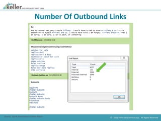© 2011 Keller SEO Services LLC. All Rights Reserved.
Number Of Outbound Links
Source: Quirk SearchStatus Firefox Addon
 