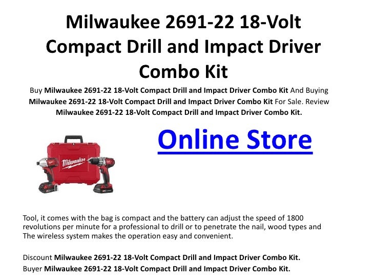 Buy Milwaukee 2691 22 18 Volt Compact Drill And Impact Driver Combo K