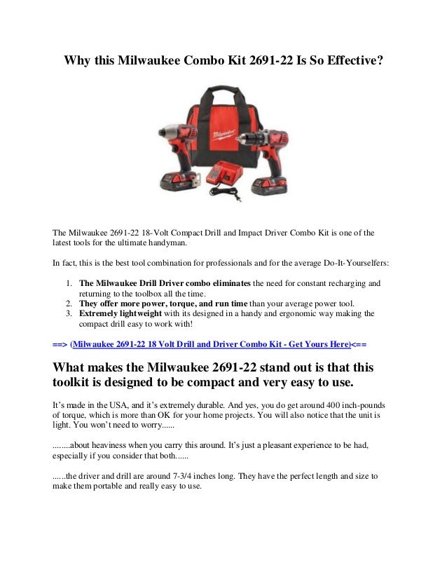 Milwaukee 2691 22 Cordless Drill Combo Kit