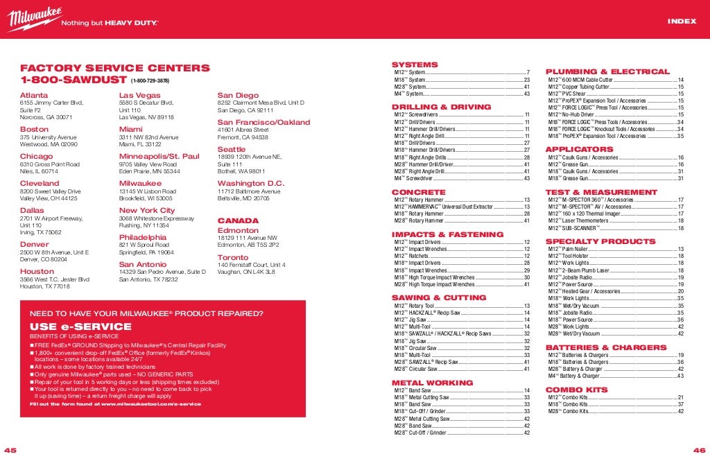 Milwaukee Cordless Tools Catalog