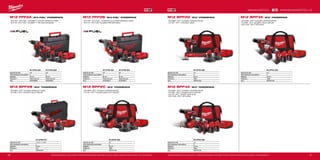 26 27
#MILWAUKEETOOL
M12 BPP4A-202B
Kapacita aku (Ah) 2.0
Počet dostupných akumulátorů 2
Nabíječka 40 min
Dodávaný v Taška
Obj.č. 4933441240
M12 BPP3A-202B
Kapacita aku (Ah) 2.0
Počet dostupných akumulátorů 2
Nabíječka 40 min
Dodávaný v Taška
Obj.č. 4933441225
M12 BPP2D-402B
Kapacita aku (Ah) 4.0
Počet dostupných akumulátorů 2
Nabíječka 80 min
Dodávaný v Taška
Obj.č. 4933441250
M12 BPP2C-402B
Kapacita aku (Ah) 4.0
Počet dostupných akumulátorů 2
Nabíječka 80 min
Dodávaný v Taška
Obj.č. 4933441230
M12 BPP2B-421C
Kapacita aku (Ah) 1 x 2.0 + 1 x 4.0
Počet dostupných akumulátorů 2
Nabíječka 80 min
Dodávaný v kufr
Obj.č. 4933443497
M12 FPP2B-402X M12 FPP2B-602X
Kapacita aku (Ah) 4.0 6.0
Počet dostupných akumulátorů 2 2
Nabíječka 80 min 90 min
Dodávaný v Heavy Duty kufr Heavy Duty kufr
Obj.č. 4933459812 4933459813
M12 FPP2A-402X M12 FPP2A-602X
Kapacita aku (Ah) 4.0 6.0
Počet dostupných akumulátorů 2 2
Nabíječka 80 min 90 min
Dodávaný v Heavy Duty kufr Heavy Duty kufr
Obj.č. 4933459808 4933459810
M12 FPP2B | M12 FUEL™
POWERPACKM12 FPP2A | M12 FUEL™
POWERPACK
ºº M12 FPD - M12 FUEL™
kompaktní dvourychlostní příklepová vrtačka
ºº M12 CH - M12 FUEL™
kompaktní SDS-plus kladivo
ºº M12 FPD - M12 FUEL™
kompaktní 2-rychlostní příklepová vrtačka
ºº M12 FID - M12 FUEL™
kompaktní 1
/4˝ Hex rázový šroubovák
M12 BPP2C | M12™
POWERPACKM12 BPP2B | M12™
POWERPACK
ºº M12 BPD - M12™
kompaktní příklepová vrtačka
ºº M12 BID - M12™
kompaktní rázový utahovák
ºº M12 BDD - M12™
kompaktní vrtačka/šroubovák
ºº C12 HZ - M12™
kompaktní pilka na kov hackzall™
Vyobrazené příslušenství je pouze ilustrativní. Pro další technické specifikace včetně údajů o hlučnosti a vibracích navštivte naši webovou stránku: www.milwaukeetool.cz
WWW.MILWAUKEETOOL.CZ
M12 BPP2D | M12™
POWERPACK M12 BPP3A | M12™
POWERPACK
ºº M12 BDD - M12™
kompaktní vrtačka/šroubovák
ºº C12 MT - M12™
multifunkční nářadí
ºº M12 BDD - M12™
kompaktní vrtačka/šroubovák
ºº M12 BID - M12™
kompaktní rázový utahovák
ºº M12 TLED - M12™
LED svítilna
M12 BPP4A | M12™
POWERPACK
ºº M12 BDD - M12™
kompaktní vrtačka/šroubovák
ºº M12 BID - M12™
kompaktní rázový utahovák
ºº C12 HZ - M12™
hackzall™
pilka na kov
ºº M12 TLED - M12™
LED svítilna
Vyobrazené příslušenství je pouze ilustrativní. Pro další technické specifikace včetně údajů o hlučnosti a vibracích navštivte naši webovou stránku: www.milwaukeetool.cz
 