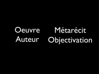 Oeuvre Auteur Métarécit Objectivation 