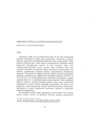 Mimaride doğal taş seçim parametreleri