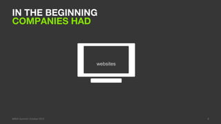 IN THE BEGINNING
COMPANIES HAD



                            websites




MIMA Summit/ October 2012              2
 