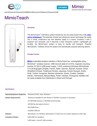 Mimio Teach Interactive System