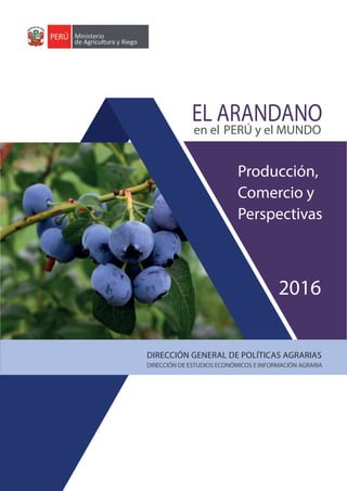 1DIRECCIÓN GENERAL DE POLÍTICAS AGRARIAS
PERÚ y el MUNDO
EL ARANDANO
en el
Producción,
Comercio y
Perspectivas
2016
DIRECCIÓN GENERAL DE POLÍTICAS AGRARIAS
DIRECCIÓN DE ESTUDIOS ECONÓMICOS E INFORMACIÓN AGRARIA
 