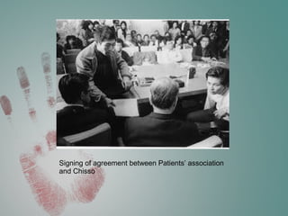 Signing of agreement between Patients’ association
and Chisso
 