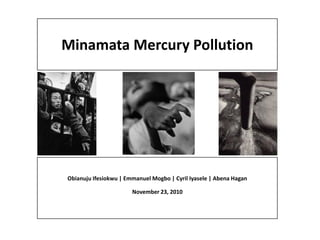 Minamata Mercury Pollution




Obianuju Ifesiokwu | Emmanuel Mogbo | Cyril Iyasele | Abena Hagan

                       November 23, 2010
 
