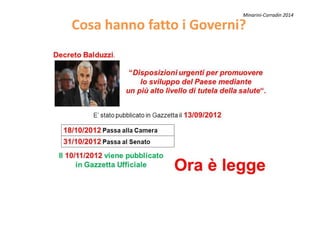 Cosa hanno fatto i Governi?Cosa hanno fatto i Governi?
Minarini-Corradin 2014
 